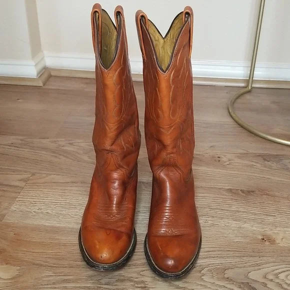 Miller Stockman Mens Cognac Cowboy Boots Size 7 1/2 - Picture 2 of 12